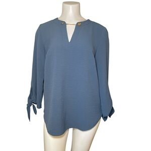 MICHAEL Michael Kors blue blouse with chain and button accents sz XS